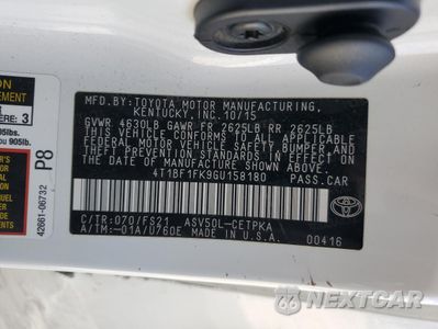 Zdjęcie 14 z 14 samochodu: 2016 TOYOTA CAMRY LE VIN:4T1BF1FK9GU158180 - miniatura