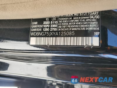 Zdjęcie 12 z 12 samochodu: 2000 MERCEDES-BENZ S 500 VIN:WDBNG75JXYA125085 - miniatura