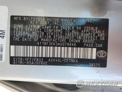 Zdjęcie 14 z 14 samochodu: 2010 TOYOTA CAMRY BASE VIN:4T1BF3EK3AU078846 - miniatura