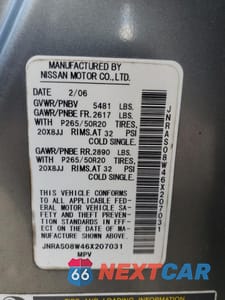 Zdjęcie 15 z 15 samochodu: 2006 INFINITI FX35 VIN:JNRAS08W46X207031 - miniatura