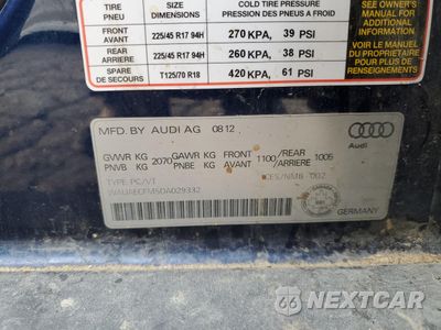 Zdjęcie 12 z 12 samochodu: 2013 AUDI A3 PROGRESSIV VIN:WAUAECFM5DA029332 - miniatura