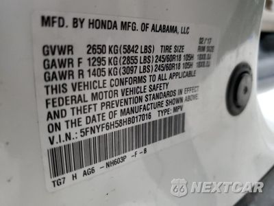 Zdjęcie 15 z 16 samochodu: 2017 HONDA PILOT EXL VIN:5FNYF6H58HB017016 - miniatura