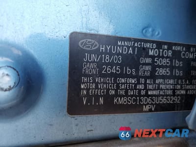 Zdjęcie 14 z 14 samochodu: 2003 HYUNDAI SANTA FE GLS VIN:KM8SC13D63U563292 - miniatura