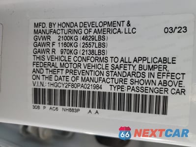 Zdjęcie 14 z 14 samochodu: 2023 HONDA ACCORD TOURING HYBRID VIN:1HGCY2F80PA021984 - miniatura