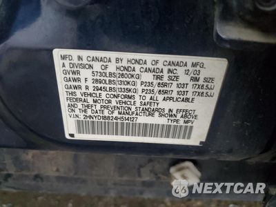 Zdjęcie 13 z 13 samochodu: 2004 ACURA MDX TOURING VIN:2HNYD18824H514127 - miniatura