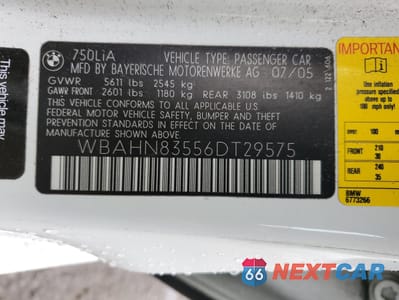 Zdjęcie 13 z 13 samochodu: 2006 BMW 750 LI VIN:WBAHN83556DT29575 - miniatura