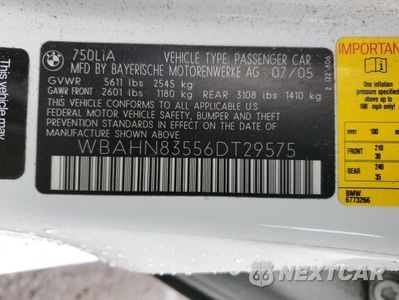 Zdjęcie 13 z 13 samochodu: 2006 BMW 750 LI VIN:WBAHN83556DT29575 - miniatura