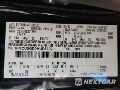 Zdjęcie 13 z 14 samochodu: 2017 FORD ESCAPE SE VIN:1FMCU0GD0HUD83920 - miniatura