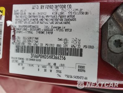 Zdjęcie 14 z 14 samochodu: 2017 FORD FUSION SE VIN:3FA6P0HD5HR366356 - miniatura