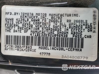 Zdjęcie 14 z 14 samochodu: 2002 TOYOTA CAMRY LE VIN:4T1BE32K92U096938 - miniatura