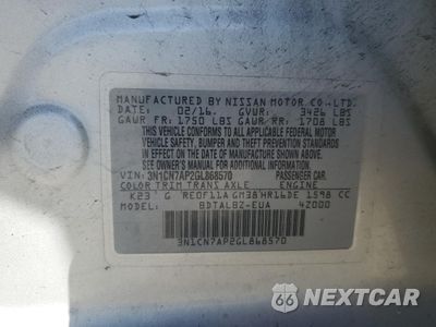 Zdjęcie 14 z 14 samochodu: 2016 NISSAN VERSA S VIN:3N1CN7AP2GL868570 - miniatura