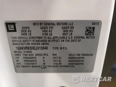Zdjęcie 14 z 14 samochodu: 2012 GMC ACADIA SLT-1 VIN:1GKKVRED0CJ313840 - miniatura