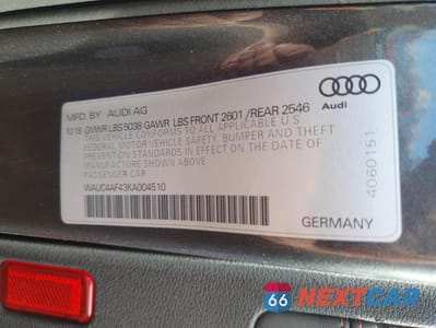 Zdjęcie 12 z 13 samochodu: 2019 AUDI S4 PRESTIGE VIN:WAUC4AF43KA004510 - miniatura