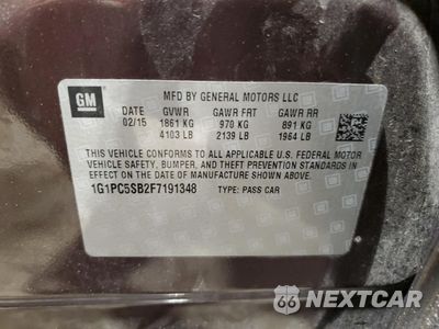 Zdjęcie 12 z 12 samochodu: 2015 CHEVROLET CRUZE LT VIN:1G1PC5SB2F7191348 - miniatura
