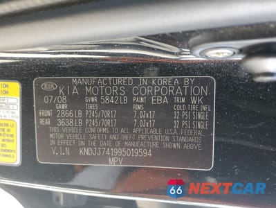 Zdjęcie 15 z 15 samochodu: 2009 KIA BORREGO LX VIN:KNDJJ741995019594 - miniatura