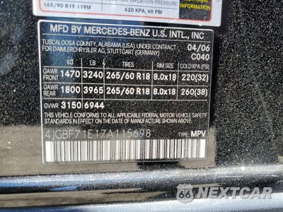 Zdjęcie 13 z 13 samochodu: 2007 MERCEDES-BENZ GL 450 4MATIC VIN:4JGBF71E17A115698 - miniatura
