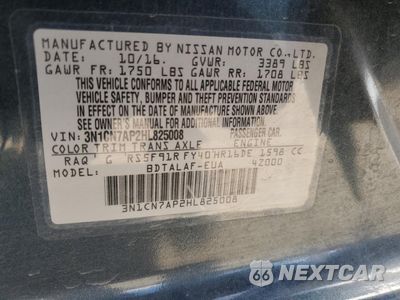Zdjęcie 14 z 15 samochodu: 2017 NISSAN VERSA S VIN:3N1CN7AP2HL825008 - miniatura