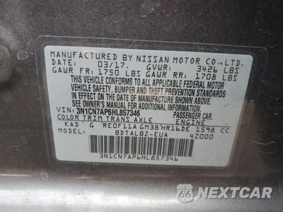 Zdjęcie 12 z 12 samochodu: 2017 NISSAN VERSA S VIN:3N1CN7AP6HL857346 - miniatura