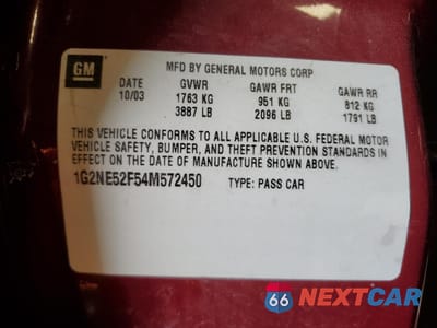 Zdjęcie 12 z 12 samochodu: 2004 PONTIAC GRAND AM SE VIN:1G2NE52F54M572450 - miniatura