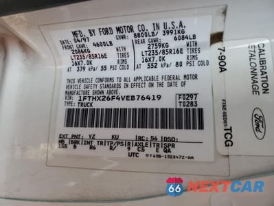 Zdjęcie 12 z 12 samochodu: 1997 FORD F250 VIN:1FTHX26F4VEB76419 - miniatura