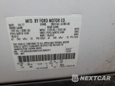 Zdjęcie 13 z 14 samochodu: 2017 FORD EXPLORER XLT VIN:1FM5K8D88HGC88251 - miniatura