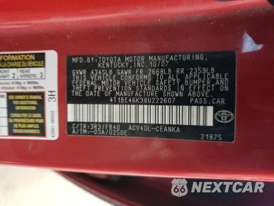 Zdjęcie 12 z 12 samochodu: 2008 TOYOTA CAMRY CE VIN:4T1BE46K38U222607 - miniatura
