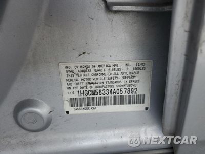Zdjęcie 14 z 14 samochodu: 2004 HONDA ACCORD LX VIN:1HGCM56334A057892 - miniatura