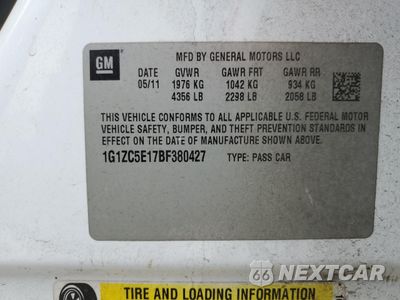 Zdjęcie 12 z 12 samochodu: 2011 CHEVROLET MALIBU 1LT VIN:1G1ZC5E17BF380427 - miniatura