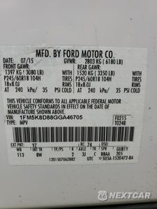 Zdjęcie 16 z 16 samochodu: 2016 FORD EXPLORER XLT VIN:1FM5K8D88GGA46705 - miniatura