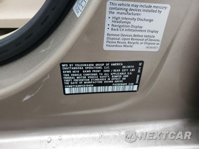 Zdjęcie 14 z 14 samochodu: 2015 VOLKSWAGEN PASSAT SE VIN:1VWBT7A38FC019434 - miniatura