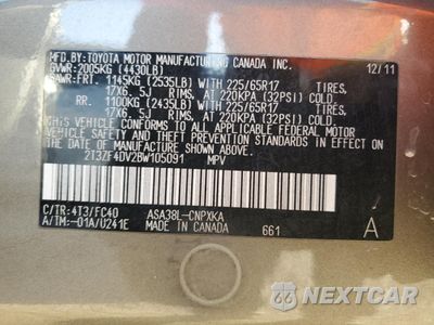 Zdjęcie 13 z 13 samochodu: 2011 TOYOTA RAV4 VIN:2T3ZF4DV2BW105091 - miniatura