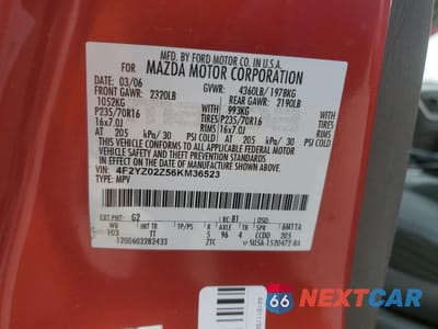 Zdjęcie 15 z 15 samochodu: 2006 MAZDA TRIBUTE I VIN:4F2YZ02Z56KM36523 - miniatura