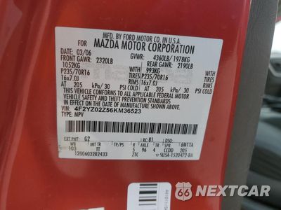 Zdjęcie 15 z 15 samochodu: 2006 MAZDA TRIBUTE I VIN:4F2YZ02Z56KM36523 - miniatura