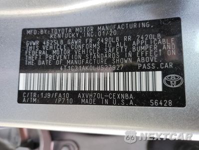 Zdjęcie 15 z 15 samochodu: 2020 TOYOTA CAMRY LE VIN:4T1C31AK0LU527927 - miniatura