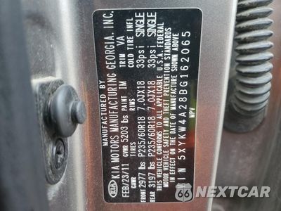 Zdjęcie 13 z 13 samochodu: 2011 KIA SORENTO SX VIN:5XYKW4A28BG162065 - miniatura