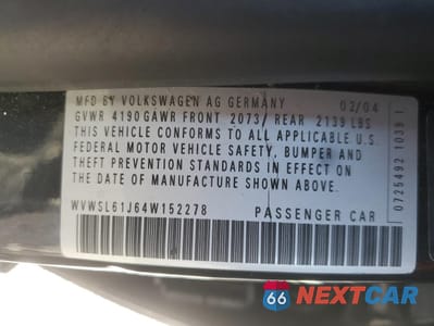 Zdjęcie 14 z 14 samochodu: 2004 VOLKSWAGEN JETTA GLS VIN:WVWSL61J64W152278 - miniatura