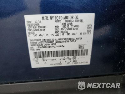 Zdjęcie 15 z 16 samochodu: 2017 FORD EXPLORER VIN:1FM5K8B84HGA44874 - miniatura