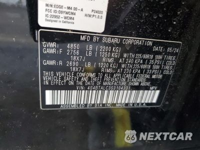 Zdjęcie 13 z 13 samochodu: 2025 SUBARU OUTBACK ONYX EDITION VIN:4S4BTALC3S3104331 - miniatura