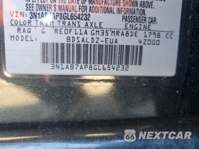 Zdjęcie 12 z 12 samochodu: 2016 NISSAN SENTRA S VIN:3N1AB7AP8GL654232 - miniatura