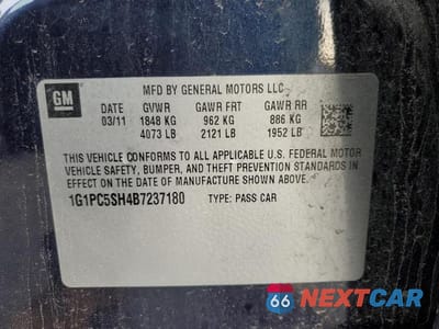 Zdjęcie 12 z 12 samochodu: 2011 CHEVROLET CRUZE LS VIN:1G1PC5SH4B7237180 - miniatura