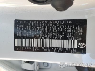 Zdjęcie 13 z 14 samochodu: 2024 TOYOTA COROLLA LE VIN:5YFB4MDE6RP118311 - miniatura