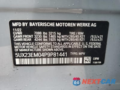 Zdjęcie 13 z 14 samochodu: 2023 BMW X7 XDRIVE40I VIN:5UX23EM04P9P81441 - miniatura