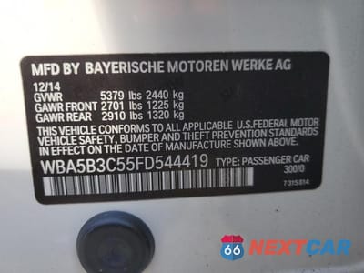 Zdjęcie 12 z 12 samochodu: 2015 BMW 535 XI VIN:WBA5B3C55FD544419 - miniatura