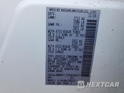 Zdjęcie 15 z 15 samochodu: 2015 INFINITI QX60 VIN:5N1AL0MM9FC506907 - miniatura