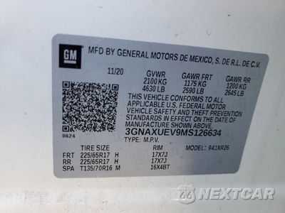 Zdjęcie 15 z 16 samochodu: 2021 CHEVROLET EQUINOX LT VIN:3GNAXUEV9MS126634 - miniatura