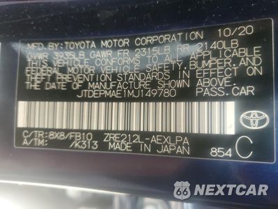 Zdjęcie 12 z 12 samochodu: 2021 TOYOTA COROLLA LE VIN:JTDEPMAE1MJ149780 - miniatura