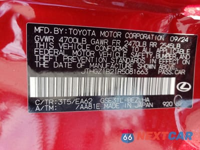 Zdjęcie 14 z 14 samochodu: 2024 LEXUS IS 350 F SPORT DESIGN VIN:JTHGZ1B21R5081663 - miniatura