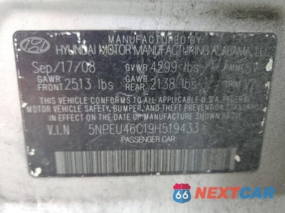 Zdjęcie 12 z 12 samochodu: 2009 HYUNDAI SONATA LIMITED VIN:5NPEU46C19H519433 - miniatura