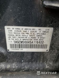 Zdjęcie 12 z 12 samochodu: 2005 HONDA ACCORD EX VIN:1HGCM56845A116400 - miniatura