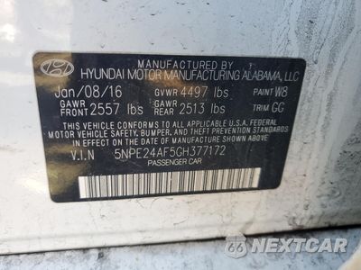 Zdjęcie 14 z 14 samochodu: 2016 HYUNDAI SONATA SE VIN:5NPE24AF5GH377172 - miniatura